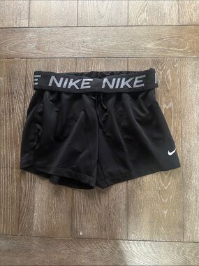 Nike Black Women's Athletic Shorts with White Swoosh
